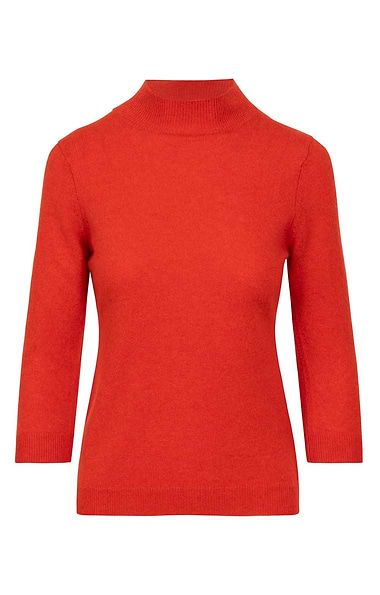 Ladies Cashmere Cropped Sleeve Turtle Neck Sweater