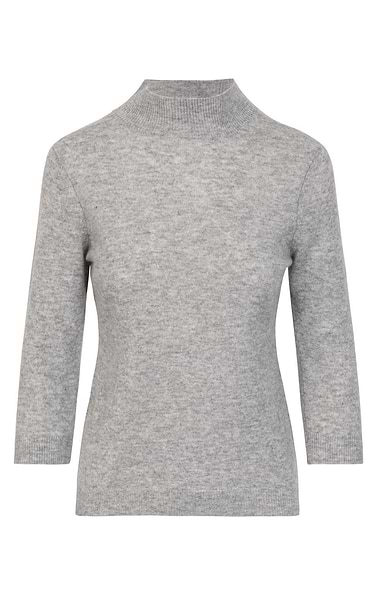 Ladies Cashmere Cropped Sleeve Turtle Neck Sweater