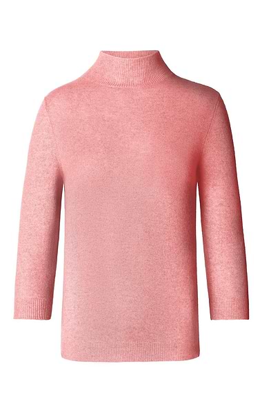 Ladies Cashmere Cropped Sleeve Turtle Neck Sweater