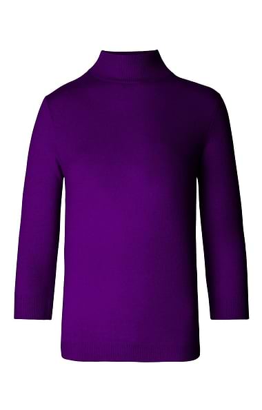 Ladies Cashmere Cropped Sleeve Turtle Neck Sweater