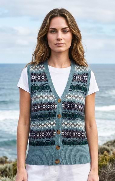 Ladies Shetland Fairisle Waistcoat
