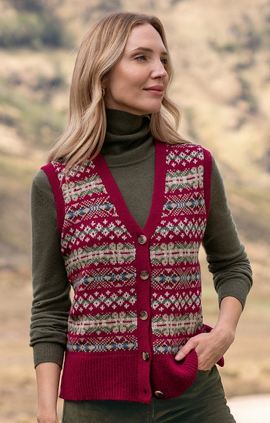 Ladies Shetland Fairisle Waistcoat