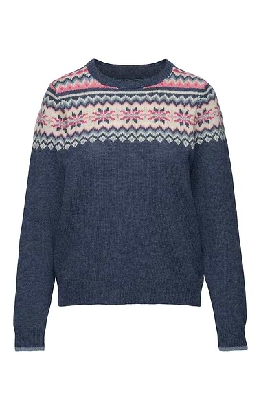 Ladies Fairisle Yoke Shetland Crew