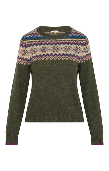 Ladies Fairisle Yoke Shetland Crew