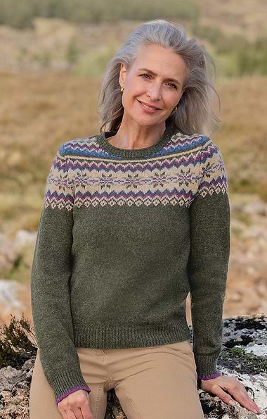 Ladies Fairisle Yoke Shetland Crew