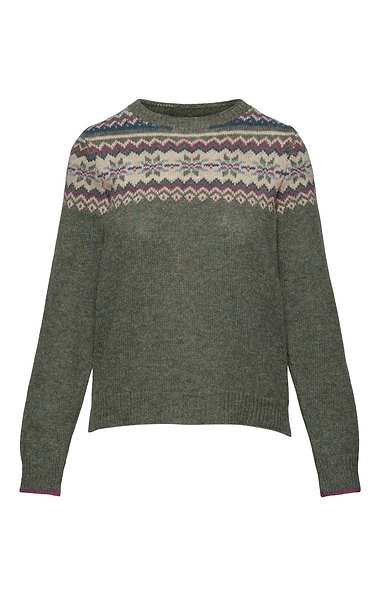 Ladies Fairisle Yoke Shetland Crew