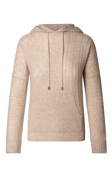Ladies Brodie Cashmere Cable Knit Hoodie