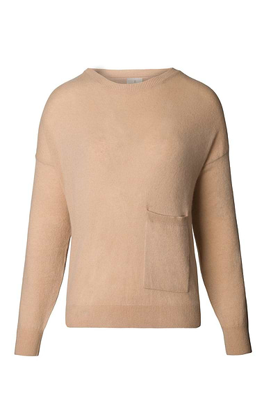 Ladies Cashmere Pepper Split Hem Crew