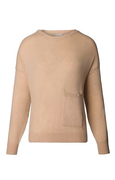 Ladies Cashmere Pepper Split Hem Crew