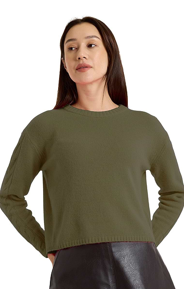 Ladies Brodie Cashmere Cable Sleeve Jumper