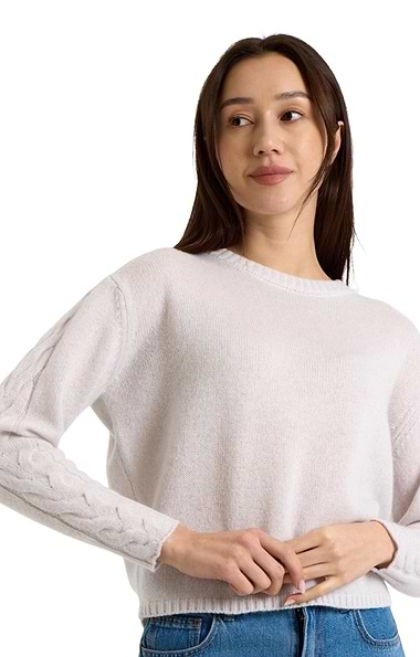 Ladies Brodie Cashmere Cable Sleeve Jumper