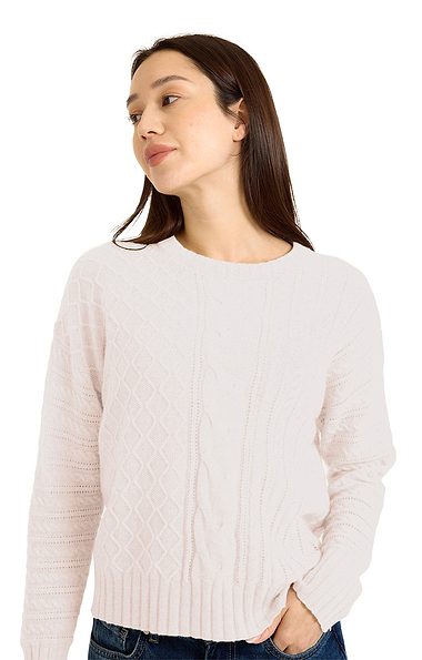 Ladies Brodie Cashmere Cable Knit Crew Neck Jumper