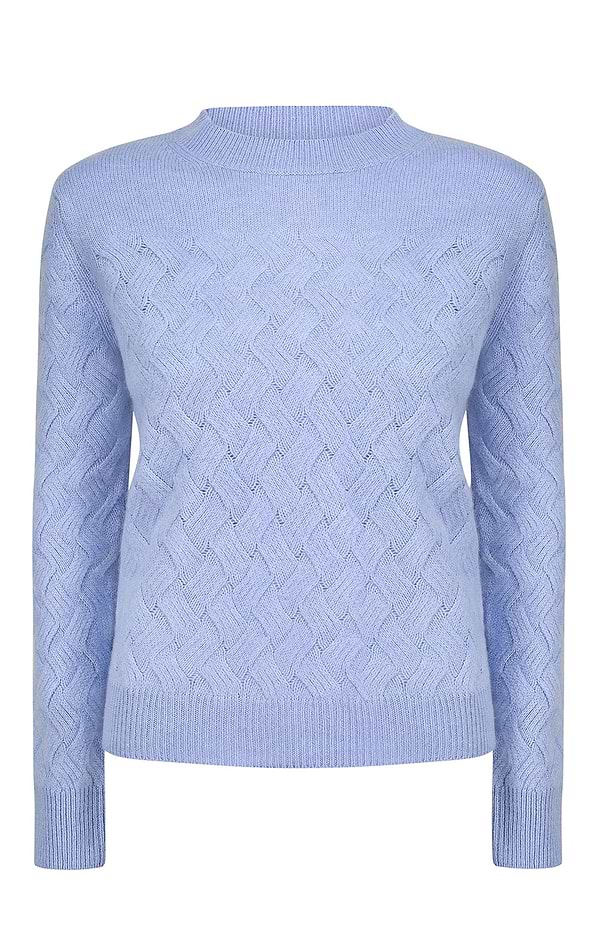 Ladies Windsor & White Cashmere Wave Cable Funnel Neck Jumper