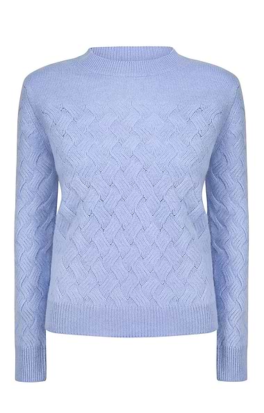 Ladies Windsor & White Cashmere Wave Cable Funnel Neck Jumper