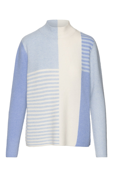Ladies Windsor & White Cashmere Stripe Colour Block Jumper