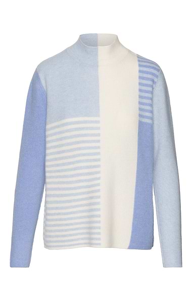 Ladies Windsor & White Cashmere Stripe Colour Block Jumper