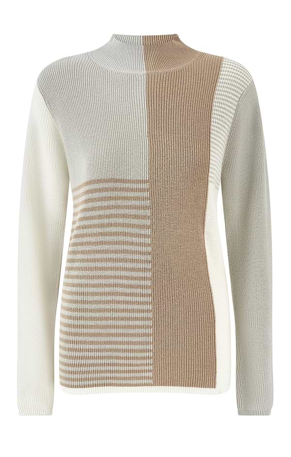 Ladies Windsor & White Cashmere Stripe Colour Block Jumper