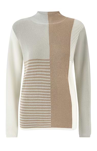 Ladies Windsor & White Cashmere Stripe Colour Block Jumper