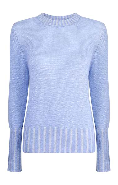 Ladies Windsor & White Cashmere Plait Trim Crew Neck