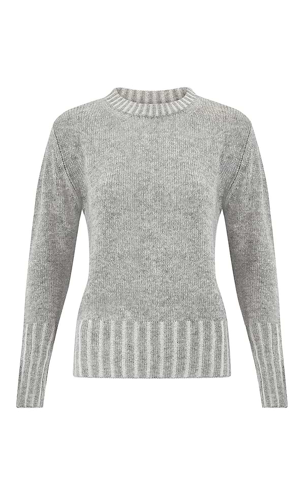 Ladies Windsor & White Cashmere Plait Trim Crew Neck