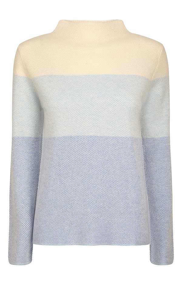 Ladies Windsor & White Cashmere Stripe Sweater