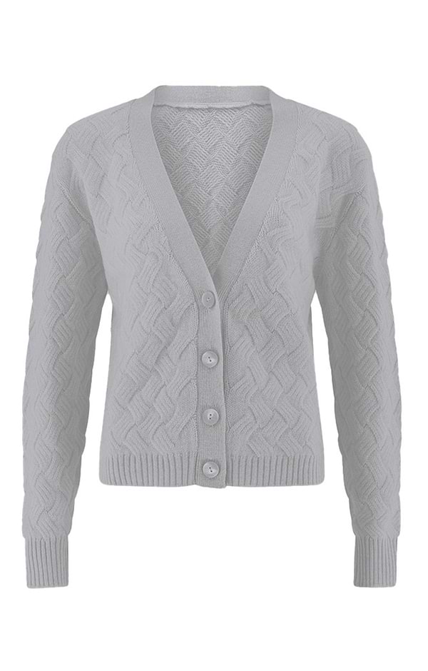 Ladies Windsor & White Cashmere Wave Cable Knit Cardigan