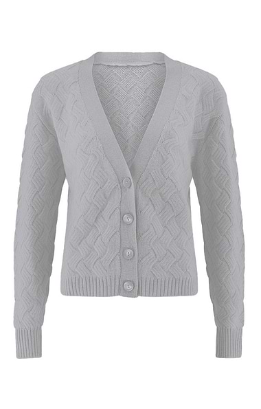 Ladies Windsor & White Cashmere Wave Cable Knit Cardigan