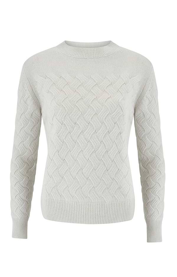 Ladies Windsor & White Cashmere Cable Crew Neck Jumper