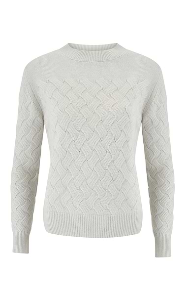 Ladies Windsor & White Cashmere Cable Crew Neck Jumper
