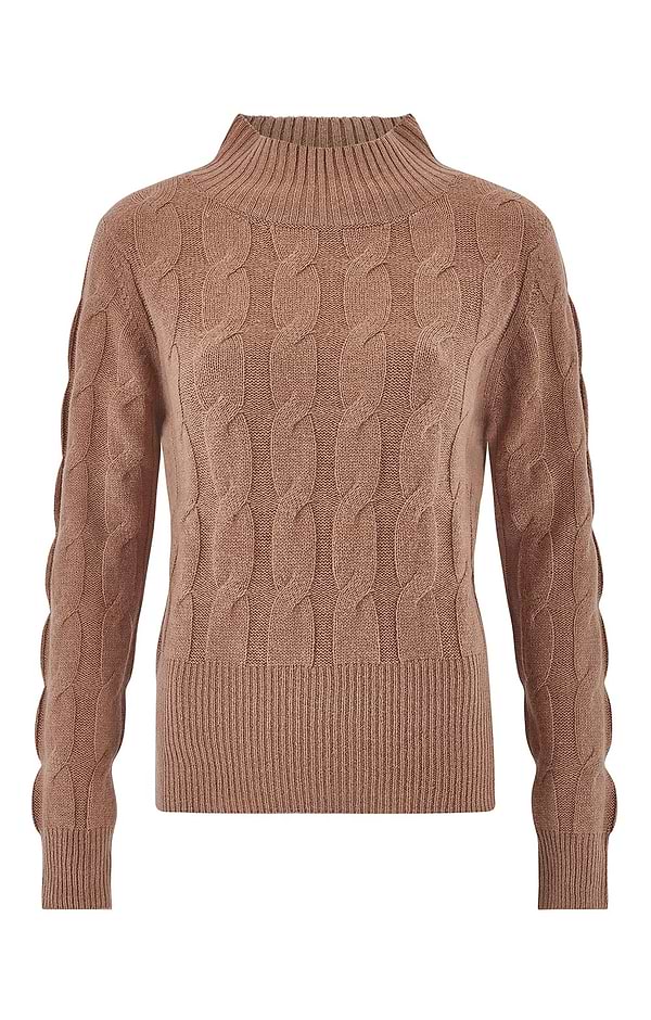Ladies Windsor & White Cashmere Cable Funnel Neck Jumper