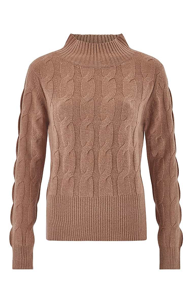 Ladies Windsor & White Cashmere Cable Funnel Neck Jumper