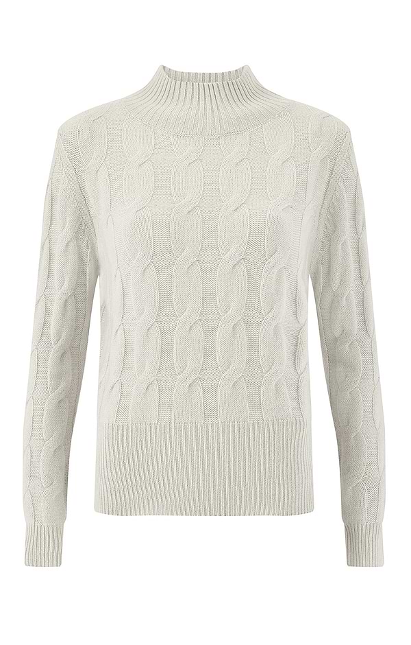 Ladies Windsor & White Cashmere Cable Funnel Neck Jumper