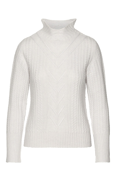 Ladies Windsor & White Cashmere Cable High Neck Jumper