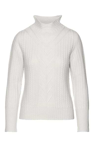 Ladies Windsor & White Cashmere Cable High Neck Jumper