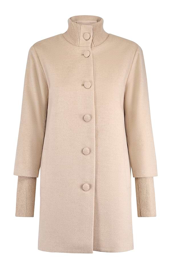 Ladies Windsor & White Cashmere Ribbed Sleeve Coat
