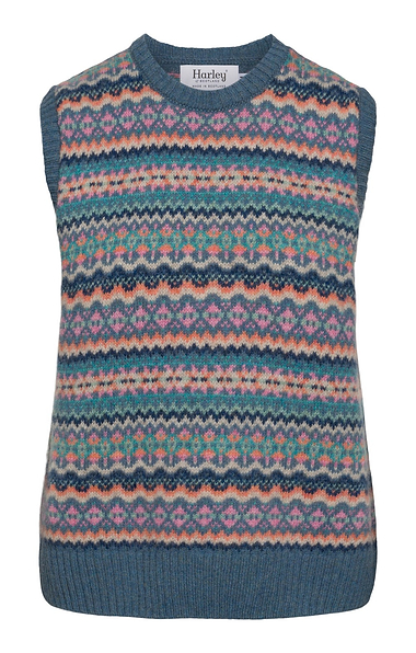 Ladies Allover Fairisle Sleeveless Pullover