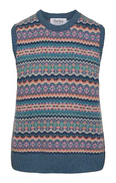Ladies Allover Fairisle Sleeveless Pullover