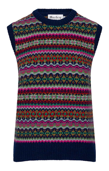 Ladies Allover Fairisle Sleeveless Pullover
