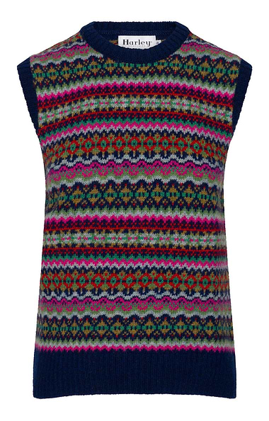 Ladies Allover Fairisle Sleeveless Pullover