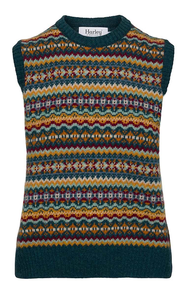 Ladies Allover Fairisle Sleeveless Pullover