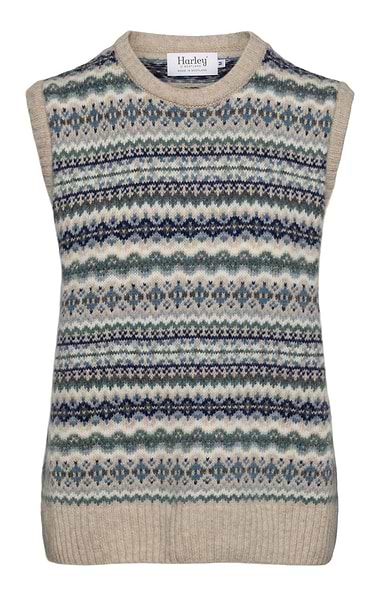 Ladies Allover Fairisle Sleeveless Pullover