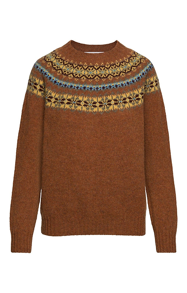 Ladies Harley of Scotland Snowflake Fairisle Crew Neck Jumper