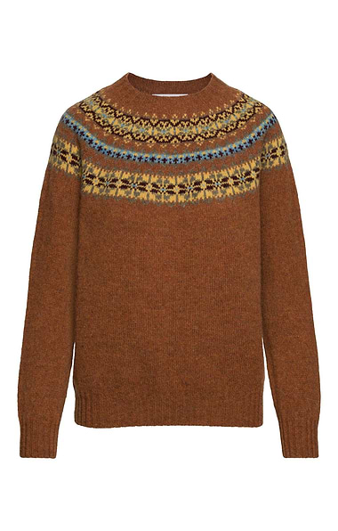 Ladies Harley of Scotland Snowflake Fairisle Crew Neck Jumper