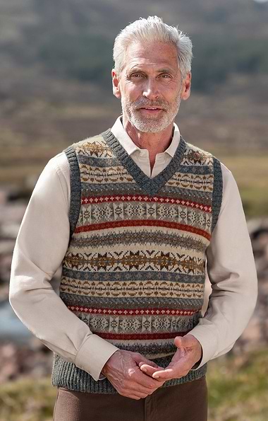 Men's Harley of Scotland Allover FairIsle Slipover