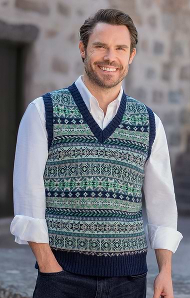 Men's Harley of Scotland Allover FairIsle Slipover