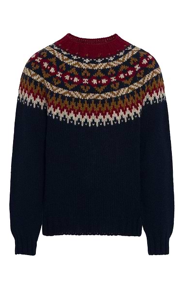 Men's Harley of Scotland British Wool Fairisle Crew