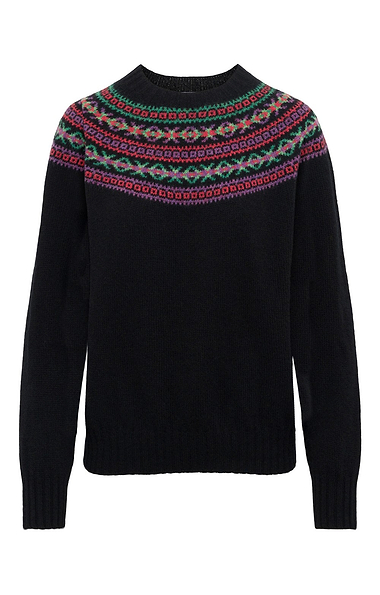 Ladies Harley of Scotland Fairisle Crew Neck Jumper