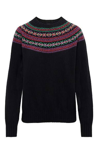 Ladies Harley of Scotland Fairisle Crew Neck Jumper