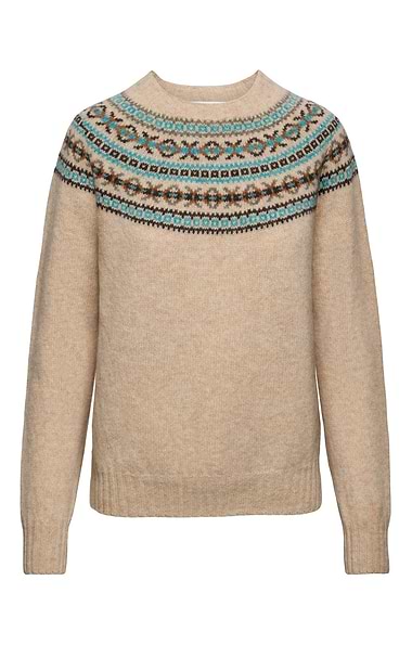 Ladies Harley of Scotland Fairisle Crew Neck Jumper