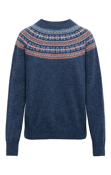 Ladies Harley of Scotland Fairisle Crew Neck Jumper
